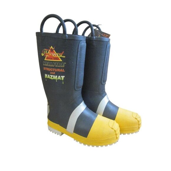 Thorogood Hellfire Structural & Hazmat Fire Boots SZ 7 M Black/YellowSteel Toe